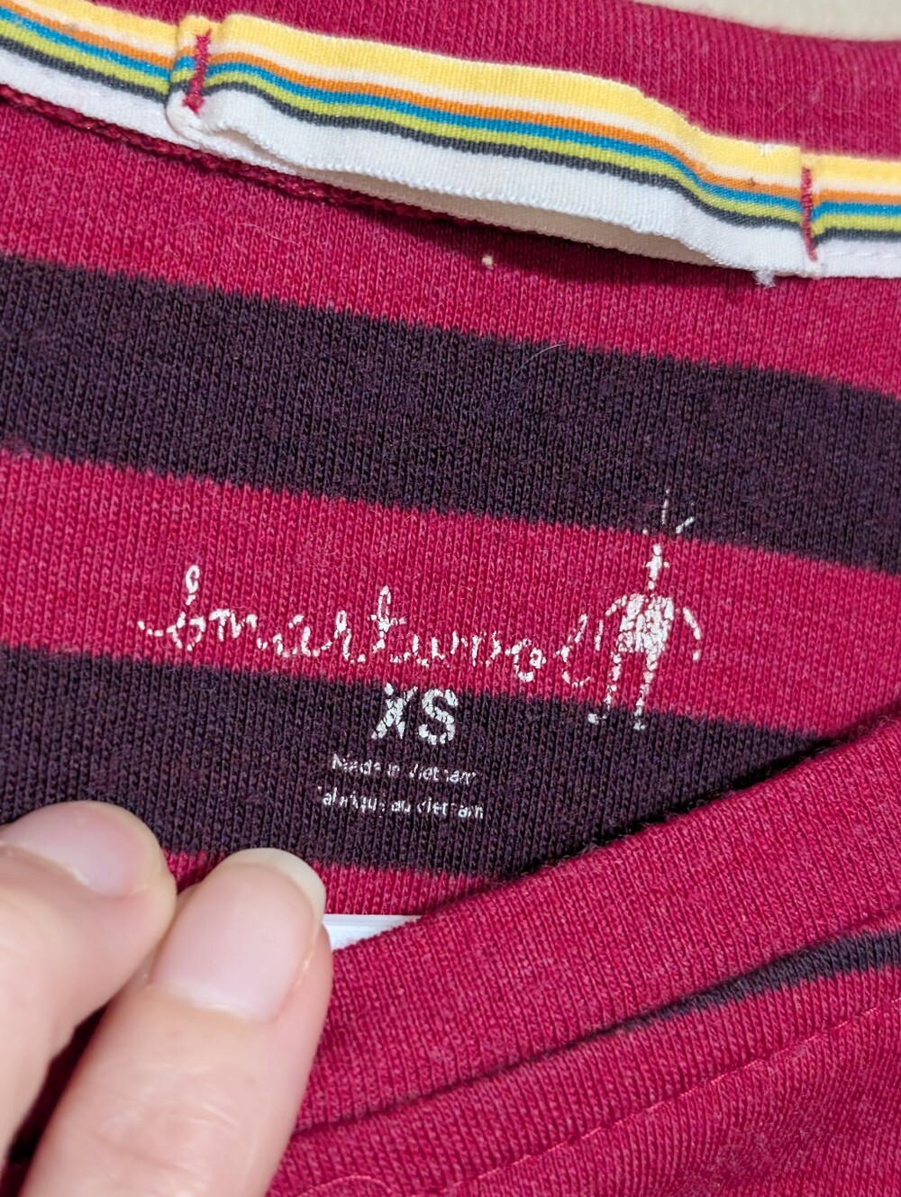 Smartwool Womens Merino Wool Long Sleeve Base Layer Top Magenta Striped XS - Picture 2 of 5